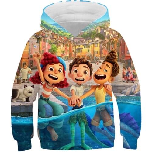 Pixar Luca Disney Hoodie Clothes Childrens Hoodies Kids Kawaii Summer Cartoon Sea Monsters Sweatshirt for Girls Boys Clothing