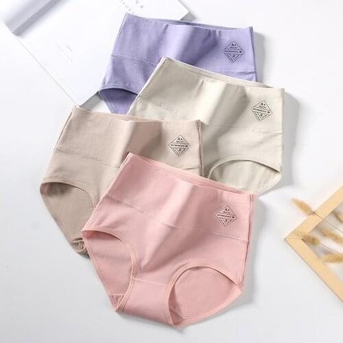 Plus Size 5XL 4Pcs High Waist Panties Women Breathable Cotton Underwear Ladies Comfort Seamless Briefs Female Slimming Lingerie