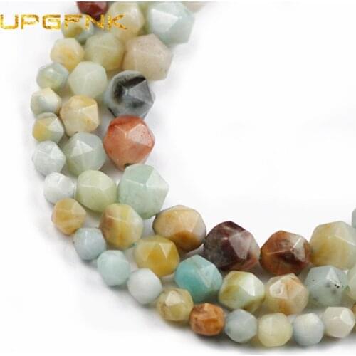 UPGFNK Natural Faceted Aquamarines Stone Beads Loose Spacers Beads For Jewelry DIY Making Bracelet necklace Accessories 6/8/10MM