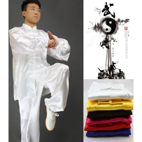 USHINE Glitter satinTaichi uniform Satinexercise belt 6 colors Wushu Kungfu clothing children adult martial arts Wing Chun suit