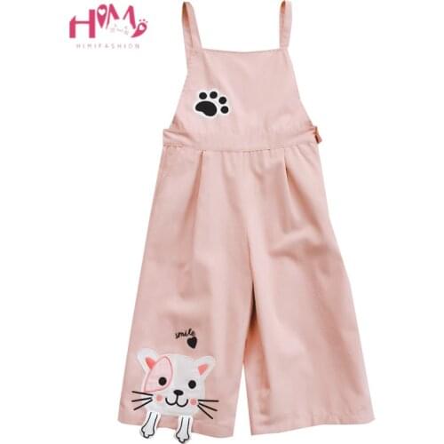 Japanese Mori Girl Cute Cat Jumpsuits Korean Fashion Kawaii Embroidery Pink Overalls Harajuku Casual Teen Rompers Wide Leg Pants