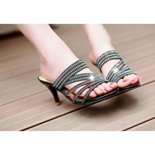 Women shoes ladies sandals women slippers pumps high heels fashion slippers Monogram glass and solid color