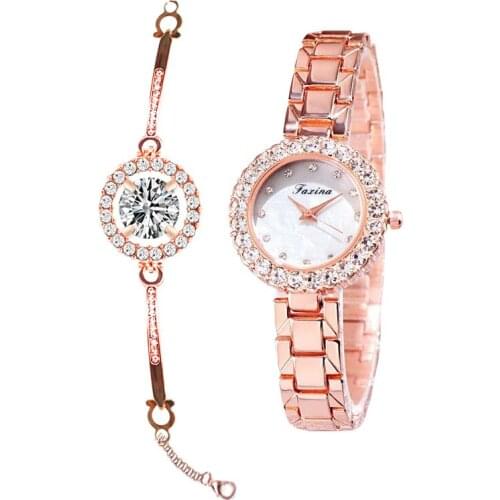 2019 Fashion Woman Quartz Watch Zicon Bracelet Two Pieces Jewelry