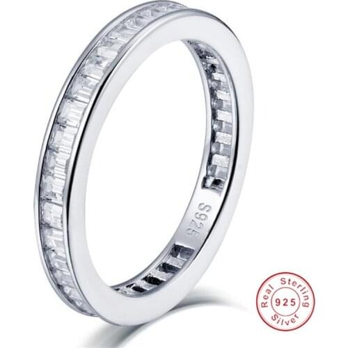 2020 New Arrival Handmade Luxury Jewelry Pure 100% 925 Sterling Silver T Princess Cut White 5A Zircon Promise Wedding Band Ring