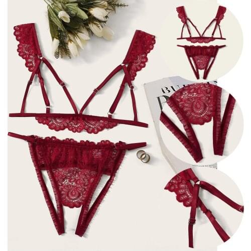 Women Sexy Lingerie Cut Out Bra Brief Sets Erotic Lingerie Women Underwear Set Embroidery Lingerie Set Sensual Lingerie Woman