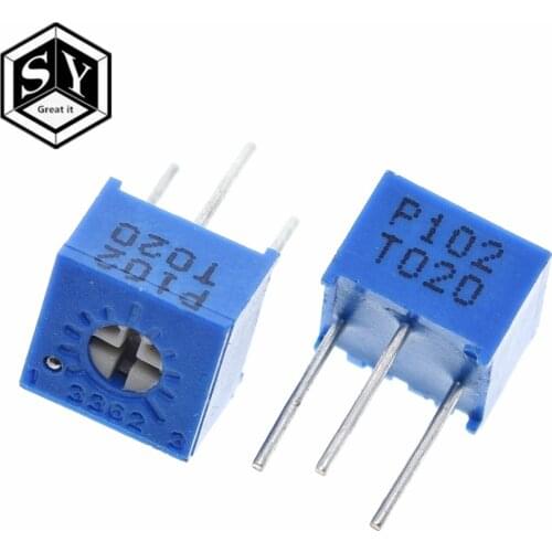 10PCS 3362P 101 201 501 102 202 502 103 203 503 104 204 504 105 Trimpo Trimmer Potentiometer 3362 500R 1K 2K 5K 10K 20K 50K 100K