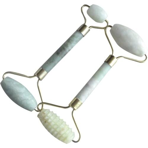 2Pcs Natural Jape Guasha Roller Traditional Medicine Jade Massage Stone Body Facial Skin Beauty Massager Gift Bag Free