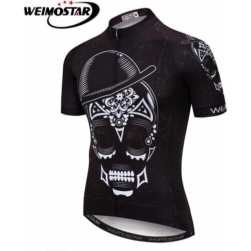 2018 WEIMOSTAR Skull Men Summer Cycling Jersey Short Sleeve Ropa Ciclismo Bicycle Clothing mtb black Road Bike Jersey Shirt
