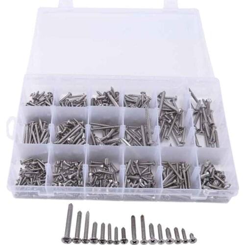 570Pcs Stainless Steel Cross Round Flat Cap Self Tapping Screws Assortment Kit Tools Set