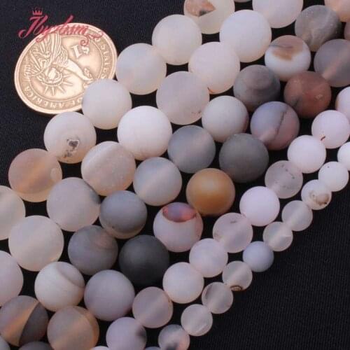 6,8,10,12mm Frosted Matte Round Beads Agates Natural Stone Beads For DIY Necklace Bracelets Jewelry Making 15" Free Shipping