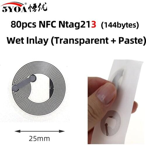 80pcs/35/25/18 NFC Label 25mm NFC Stickers Protocol 13.56MHz ISO14443A Universal RFID Tags NFC Phones NFC Tag Badges
