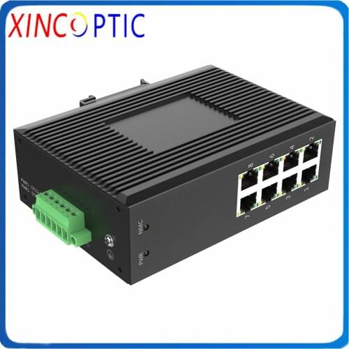 8POE 10/100/Base-T 7PoE IEEE802.3af/at+1RJ45 10/100M Din Rail Mount 8Port Gigabit Industrial Unmanaged Ethernet POE Switch