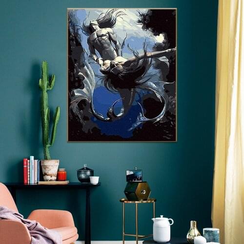 Abstract Art Painting By Numbers Mermaid Picture Oil Paintings On Canvas Hand Painted Home Decor Art Supplies Unique Gift 40*50