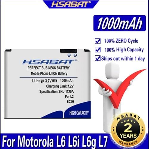 HSABAT 1000mAh BC50 Battery for Motorola L6 L6i L6g L7 L7C K1 K2 R1 Z1 Z3 E8 L2
