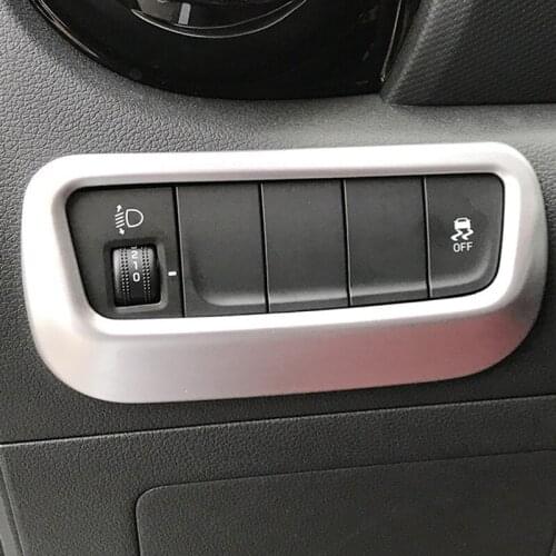 Car Styling Accessories 1PCS ABS Matte Interior Headlight Lamp Adjustment Button Cover Trim For Hyundai Kona 2017 2018 2019
