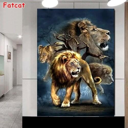 5D DIY Full Drill Diamond Painting Animals lion Cross Stitch Diamond Mosaic Embroidery Rhinestone hobby handicraft Decor PP2293