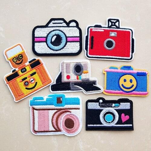 Fashion Camera Pattern Embroidery Patches For Clothes Iron on Appliques Stickers Take Pictures Embroidered Badges DIY Patch