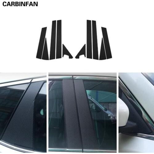 Car Styling Carbon Fiber Window Trim Garnish Pillar Middle Sticker Decoration Film Stickers For Nissan X-Trail X Trail 2014-2019