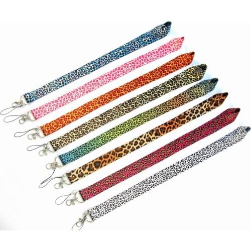100 Pcs Leopard Print Lanyard ID badge Holders Sport neck strap keychains Wholesale Free Shipping