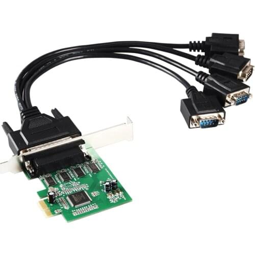 MCS9904 Chipset PCI Express 4 serial ports rs232 db9 PCIe controller card with fan out cable