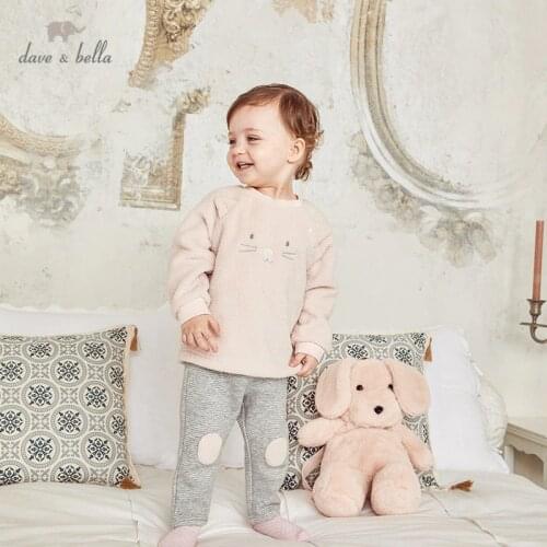 DBW15103 dave bella winter baby unisex fashion cartoon clothing sets kids casual sets children 2pcs suit