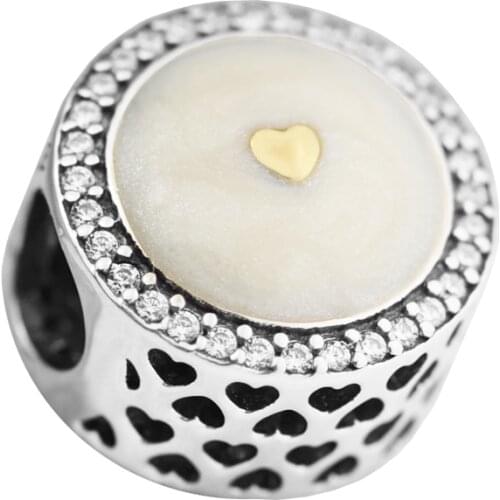 Precious Heart Silver Enamel & Clear CZ Charm Jewelry Making Sterling Silver Jewelry Charms For Woman Fits Beaded DIY BraceletS