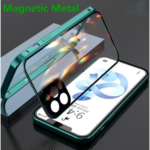 Double Sided Glass Magnetic Metal Cases For iPhone 12Pro MAX 11 Pro MAX 11 Pro 12 XS MAX XR X Camera Lens Protection Armor Cover