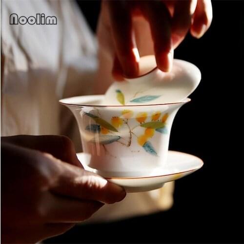 Ceramic Gaiwan Creative Portable Teapot Hand Painted Porcelain Office Teacups Gift Chinese Kung Fu Drinkware Tea Set