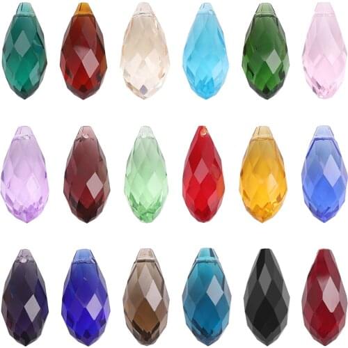 Chinese Crystal Drop Pendant Green Jewelry 10x20/12x25mm Glass Faceted Teardrop Beads For DIY Making Charm Women Earing Hanging