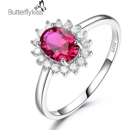 BK New Trendy Flower Rings For Women Girl Real 925 Sterling Silver Nano Ruby Sapphire Emerald Promise Wedding Fine Jewelry