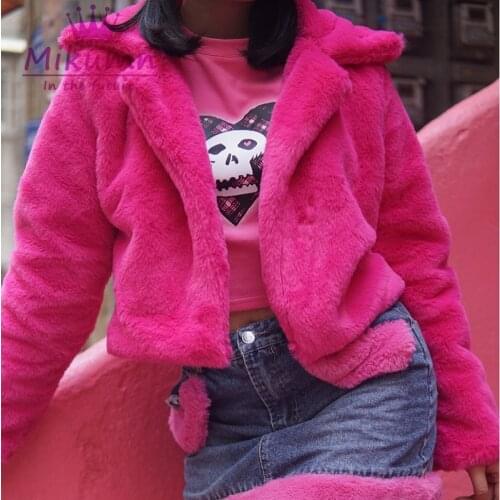 Japanese Harajuku Girls New Winter Women Jacket Fashion Plus Velvet Warm Cardigan Loose Cropped Coat Fleece Female Outwear