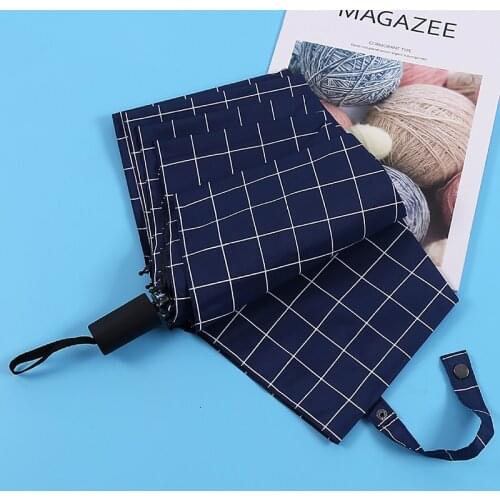 Square Lattice Sun Umbrella Shade Anti-UV Men Women Fold Sunny Umbrella Dual Use Black Coating Sunscreen 3 Folding Umbrella