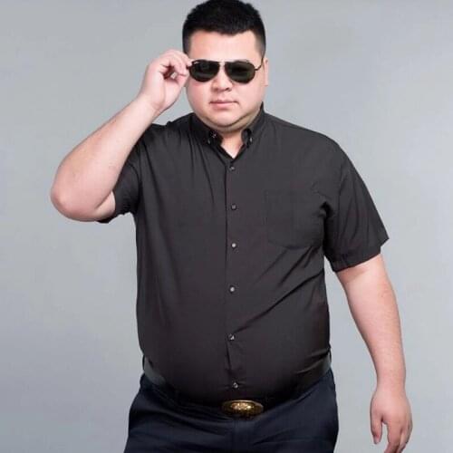 Summer men dress shirt short sleeve plus size big 8XL 9XL 10XL 12XL 60 62 64 66 68 70 72 navy blue formal office shirts Business