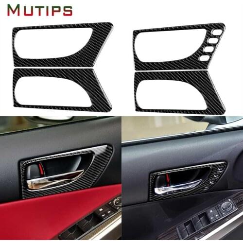 Mutips Car Front Door Handle Bowl Trim Frame Cover Carbon Fiber Sticker Decals Accessories Decoration For Lexus IS250 2014-2018