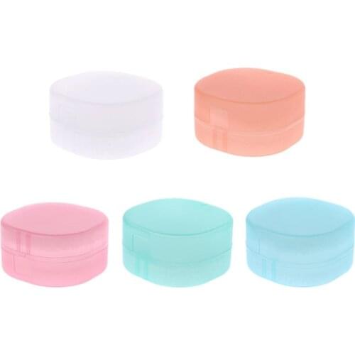 Soap Dish Round Transparent Plastic Soap Box Mini Sponge Soap Tray Travel Soap Box Aerobic (Random Colors)