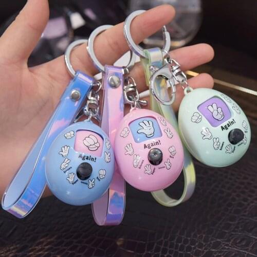 New New fun Games Keychain Rock Paper Scissors Play Toy Key Chain Car Eggs Key Ring Mora Games Keychain Car Jewelry K2315