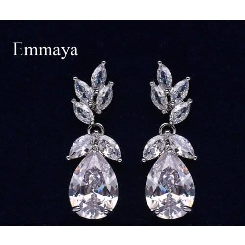 Emmaya New Arrival Charming Cubic Zircon Earring For Women Waterdrop-shape Ornament Three Color Fashion Jewelry in Wedding Party