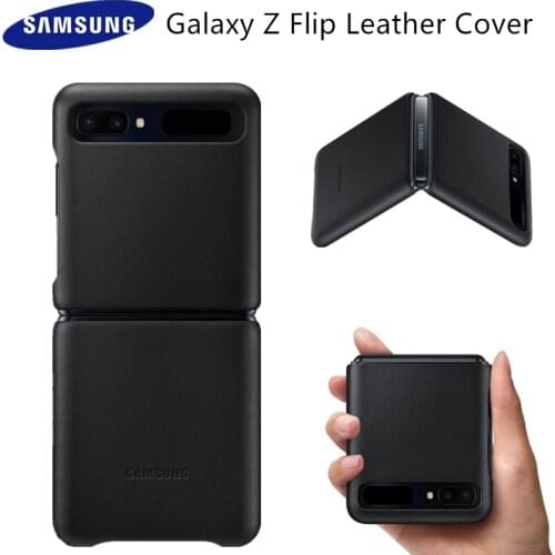 Original Samsung Z Flip Genuine leather Case For Samsung Galaxy Z Flip 5G Phone Cover Cases EF-VF700