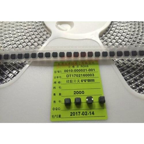 Original new 100% high temperature 6*6*5MM SMD 2pin silent key silicone rubber waterproof car mounted SW-PB light touch switch