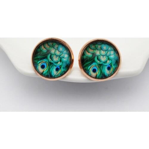 Feather Earrings Peacock Feather Stud Earrings Gifts For Her Women Girl Daughter 10prs/lot