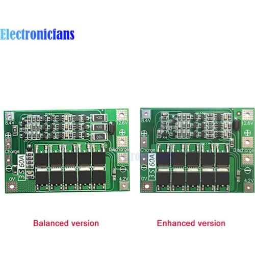 3S 60A 18650 Lithium Battery Charger Protection Board BMS For Drill Motor DIY Electronic for Arduino Power Charging Suppy