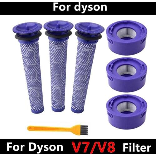 6 Pack Pre-Filters and 2 Pack HEPA Post-Filters Replacements Compatible Dyson V8 and V7 Cordless Vacuum Cleaners
