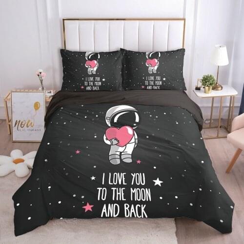 Cartoon space astronaut Kids Bedding set for Children baby boy girls Duvet cover set pillow case Bed linens Quilt cover MOON