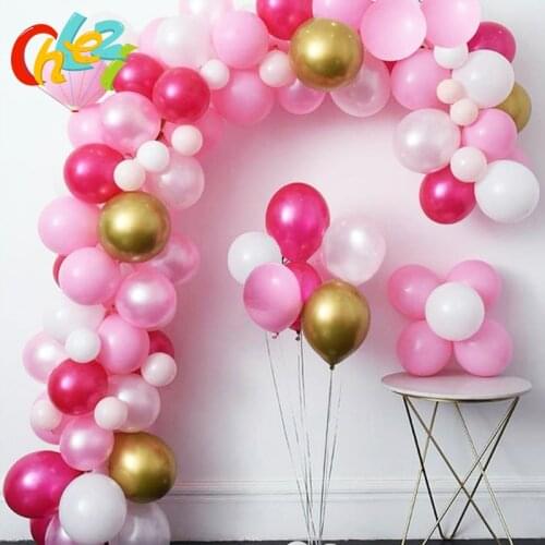 68pcs/Lot Pink White Balloon Arch Garland Chrome Gold Silver Latex Ballons Wedding Birthyday Party Decorations Kids Baby Shower