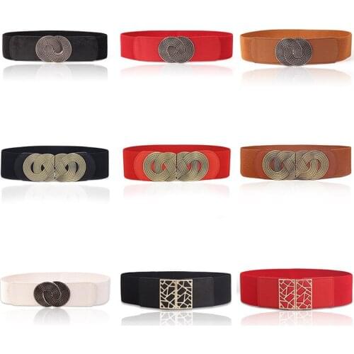 Elastic Wide Women Belt High quality Vintage Buckle Waist Straps All-match Lady Dress Coat Sweater Decoration Waistband Girdle