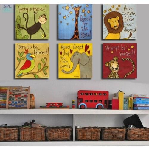 SPLSPL Cute Cartoon Lion Zebra Animal Canvas Art Painting Nordic Style Kids Bedroom Decoration Wall Picture posters and Prints