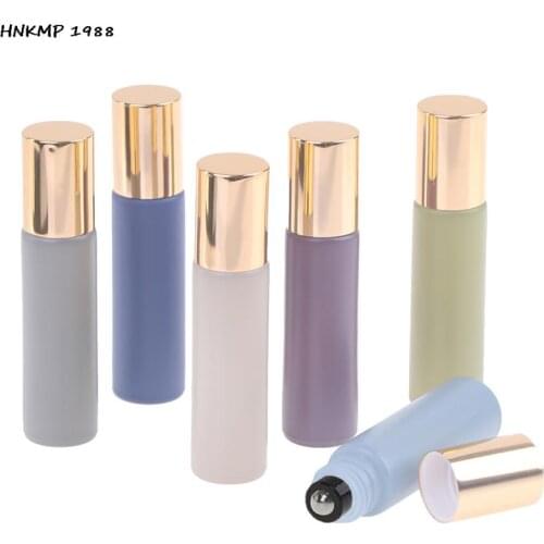 1 Pcs 10ML Thick Macaron Glass Essential Oils Roll On Bottle Metal Roller Ball For Perfume Aromatherapy