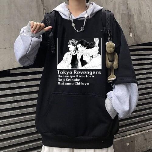 Tokyo Avengers Mens Womens Fake Two Cool Hoodies Tops Matsuno Chifuyu Baji Keisuke Hanemiya Kazutora Friend Clothes