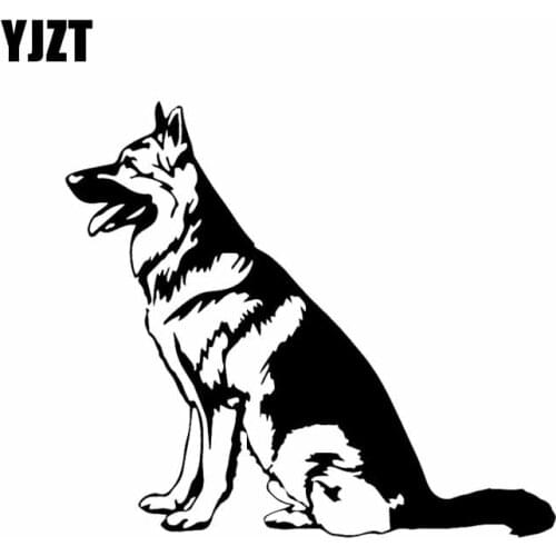 YJZT 15.3X13.7CM Creative Car Sticker German Shepherd Alsatian Vinyl Decal Decor Black/Silver C24-1338
