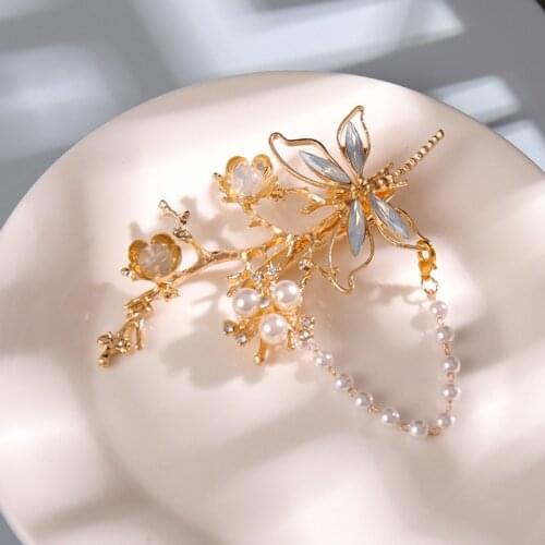 Vintage Crystal Rhinestone Bridal Barrettes Headdress Tiaras Dragonfly Brides Hair Clip Wedding Hair Accessories clips de pelo